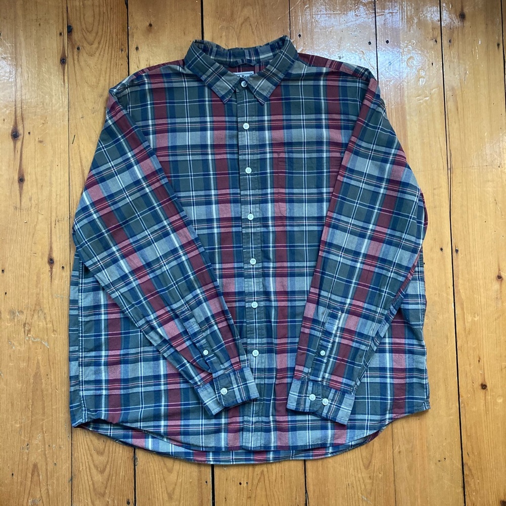 L.L. Bean long sleeve striped plaid shirt